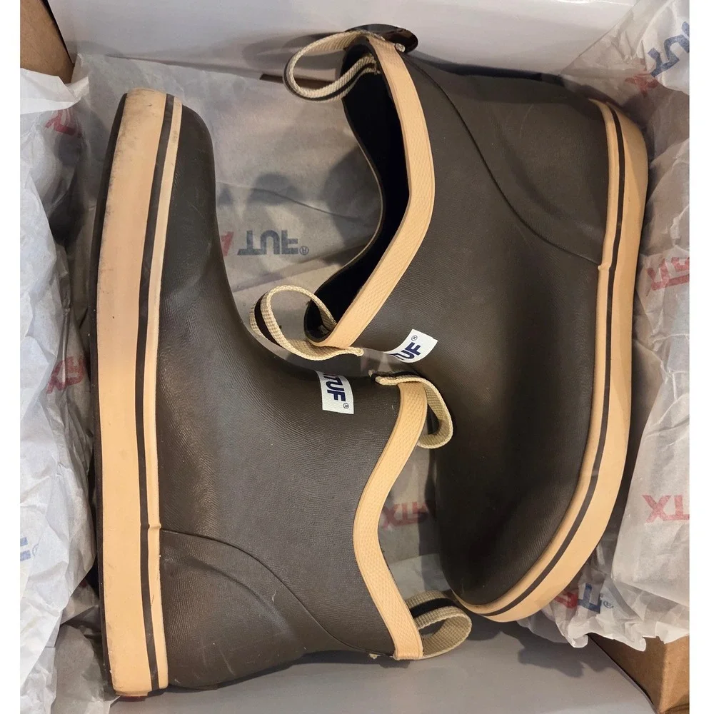 XTRATUF Kids Ankle Deck Boot Brown Waterproof Rubber Slip On XKAB900 US 2M EU 33
